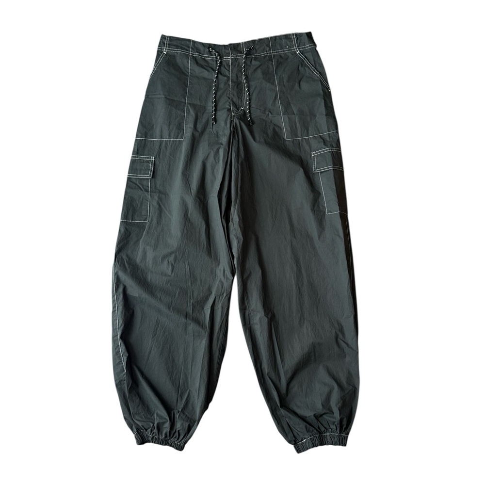 Rachel Pally Utility Cargo Jogger Pants Black Techwear Wide Leg Gathered Hem XL